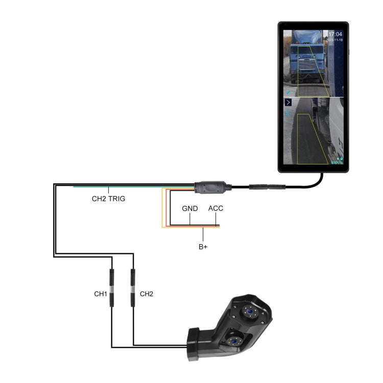 10.36 inch Wired HD 1 Drag 1 Blind Zone Monitor Universal AHD Reversing Kit Right(Standard)