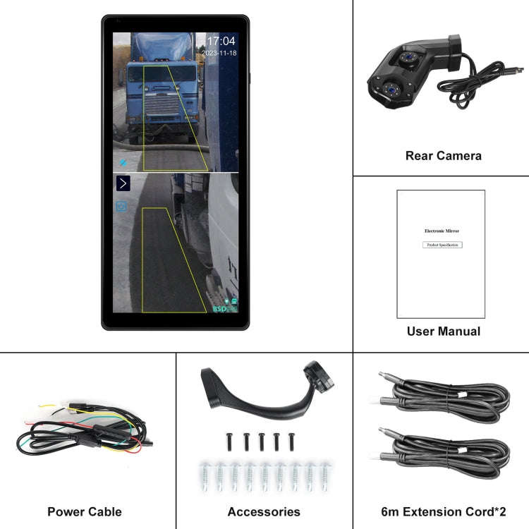 10.36 inch Wired HD 1 Drag 1 Blind Zone Monitor Universal AHD Reversing Kit Right(Standard)