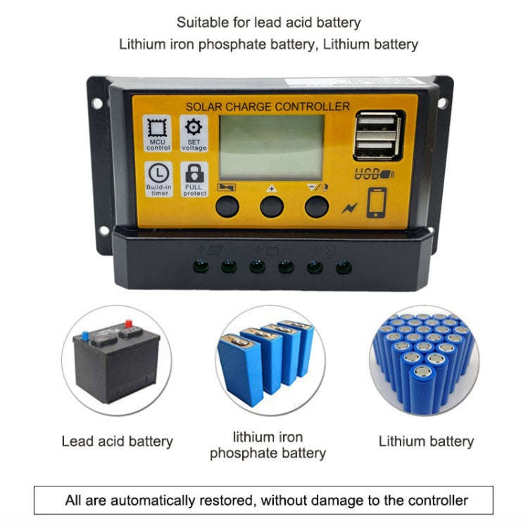 20A 12V/24V Simple Solar Controller Light Time Control Solar Panel Regulator Controller With USB