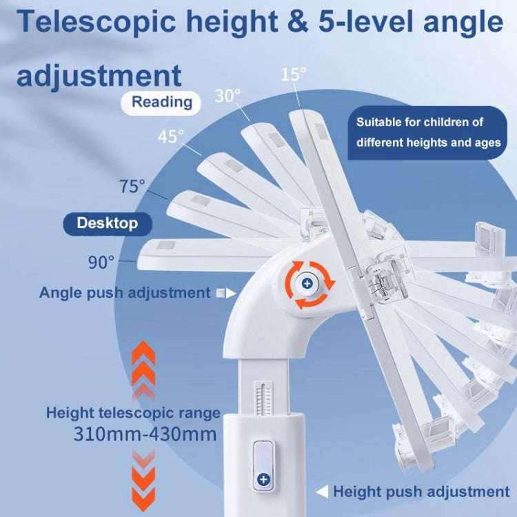 Multifunctional Retractable and Adjustable Angle Children Reading Bookshelf, Color: Blue Upgrade