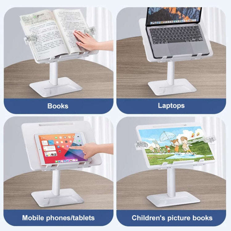 Multifunctional Retractable and Adjustable Angle Children Reading Bookshelf, Color: White Upgrade