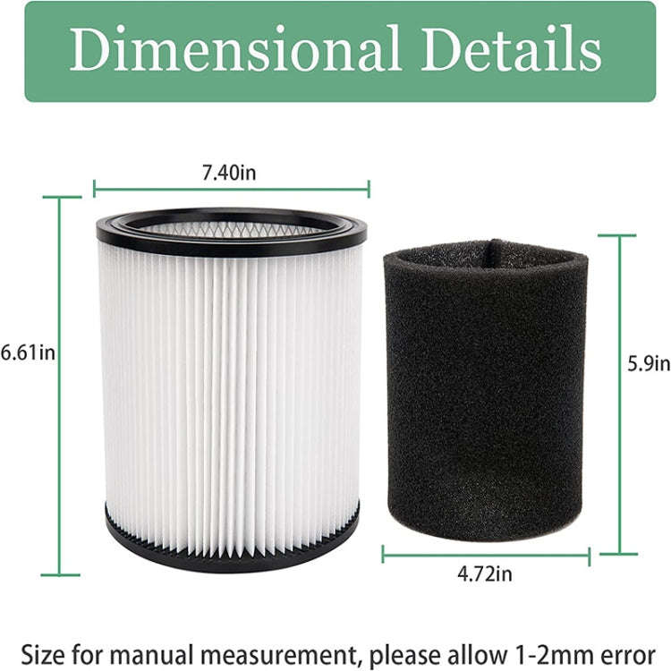 For Shop-Vac 90350 90304 90333 Vacuum Cleaner Accessories 1 Filter+1 Foam Filter
