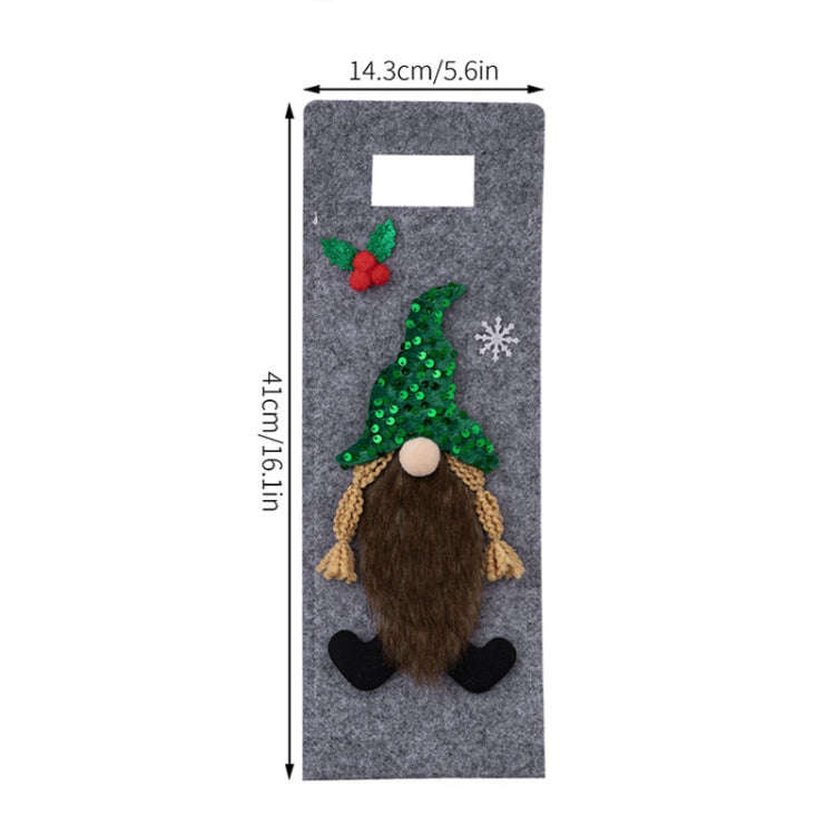 Christmas Cartoon Wine Bottle Cover Holiday Party Decoration Gift Bag(Green)