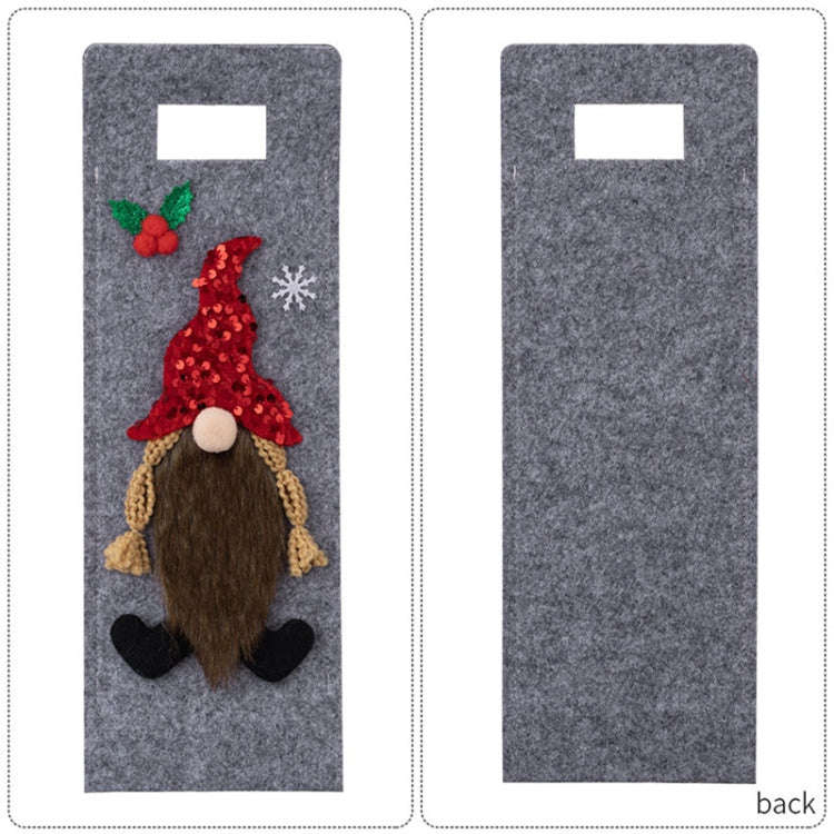 Christmas Cartoon Wine Bottle Cover Holiday Party Decoration Gift Bag(Pink)
