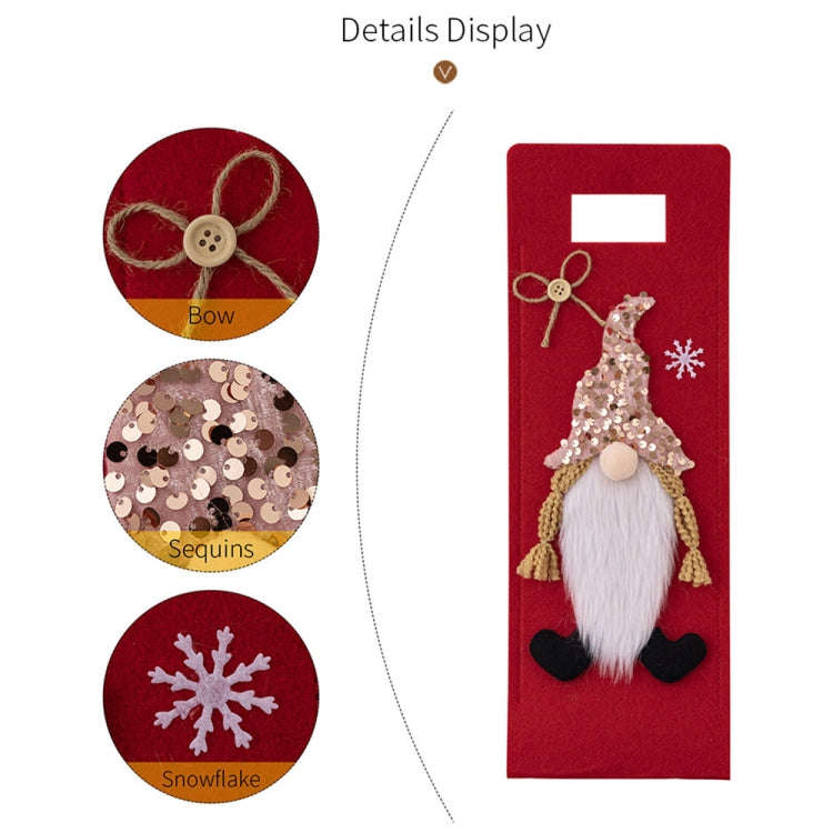 Christmas Cartoon Wine Bottle Cover Holiday Party Decoration Gift Bag(Red)