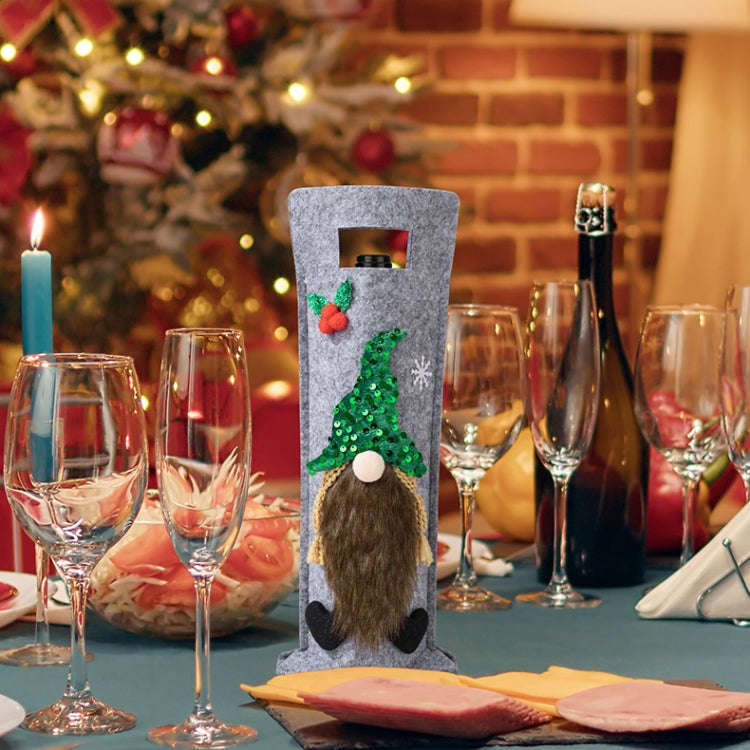 Christmas Cartoon Wine Bottle Cover Holiday Party Decoration Gift Bag(Red)