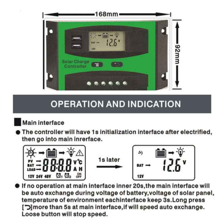 10A 12V/24V Solar Charge And Discharge Controller Dual USB Port LCD Solar Cells Panel Charge Regu...