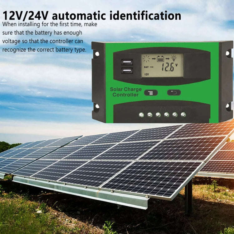 20A 12V/24V Solar Charge And Discharge Controller Dual USB Port LCD Solar Cells Panel Charge Regu...