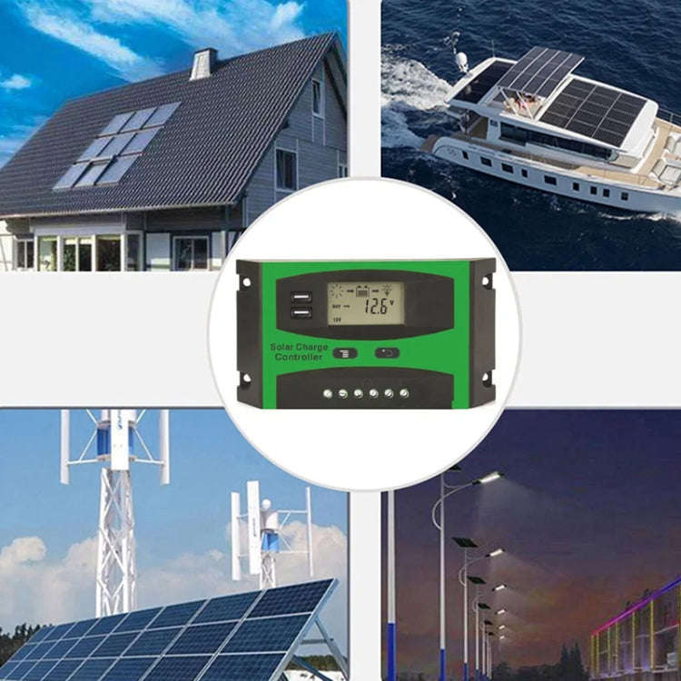 20A 12V/24V Solar Charge And Discharge Controller Dual USB Port LCD Solar Cells Panel Charge Regu...