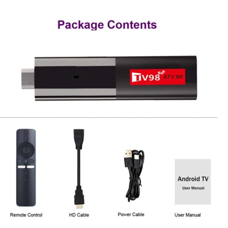TV98 ATV 8K Allwinner H618 Android 14 2.5G+5G Dual Wifi HD Set-Top Box With Bluetooth Voice Remot...