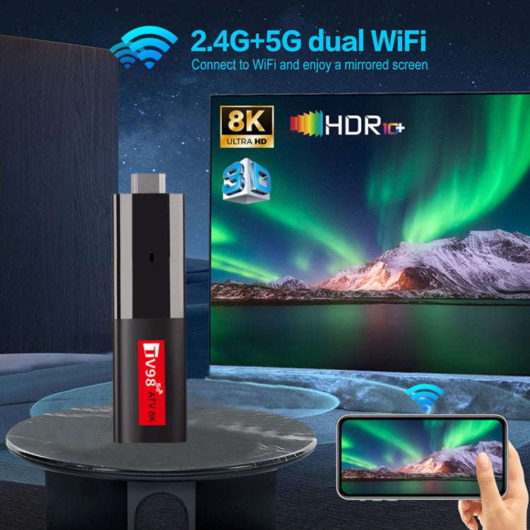 TV98 ATV 8K Allwinner H618 Android 14 2.5G+5G Dual Wifi HD Set-Top Box With Bluetooth Voice Remot...