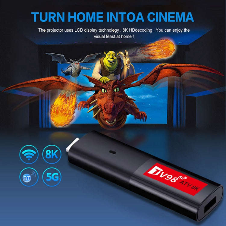 TV98 ATV 8K Allwinner H618 Android 14 2.5G+5G Dual Wifi HD Set-Top Box With Bluetooth Voice Remot...