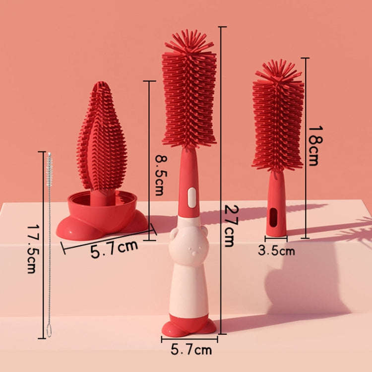 Portable 3 In 1 Food Grade Silicone Bottle Brush Set Multipurpose Baby Bottle Straw Cleaner Brush...