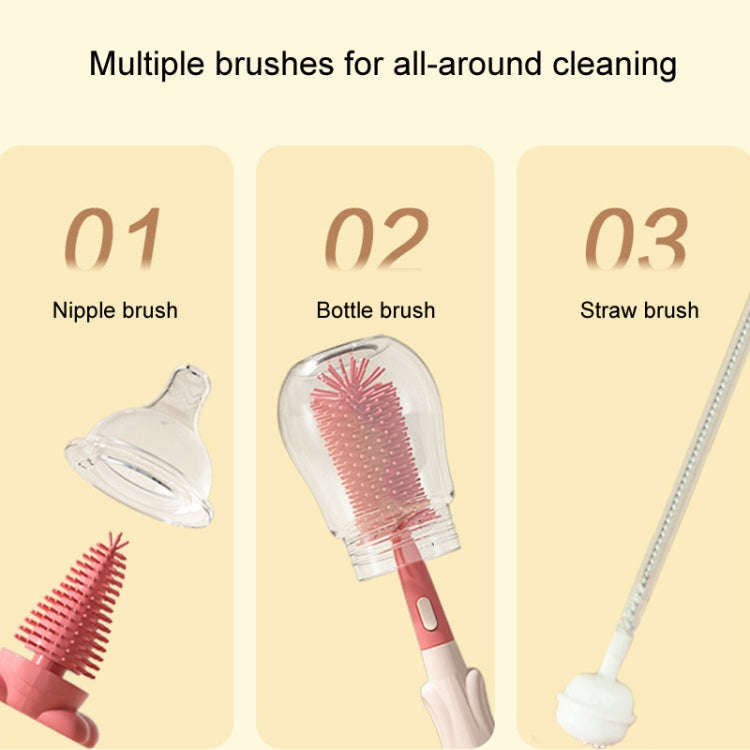 Portable 3 In 1 Food Grade Silicone Bottle Brush Set Multipurpose Baby Bottle Straw Cleaner Brush...