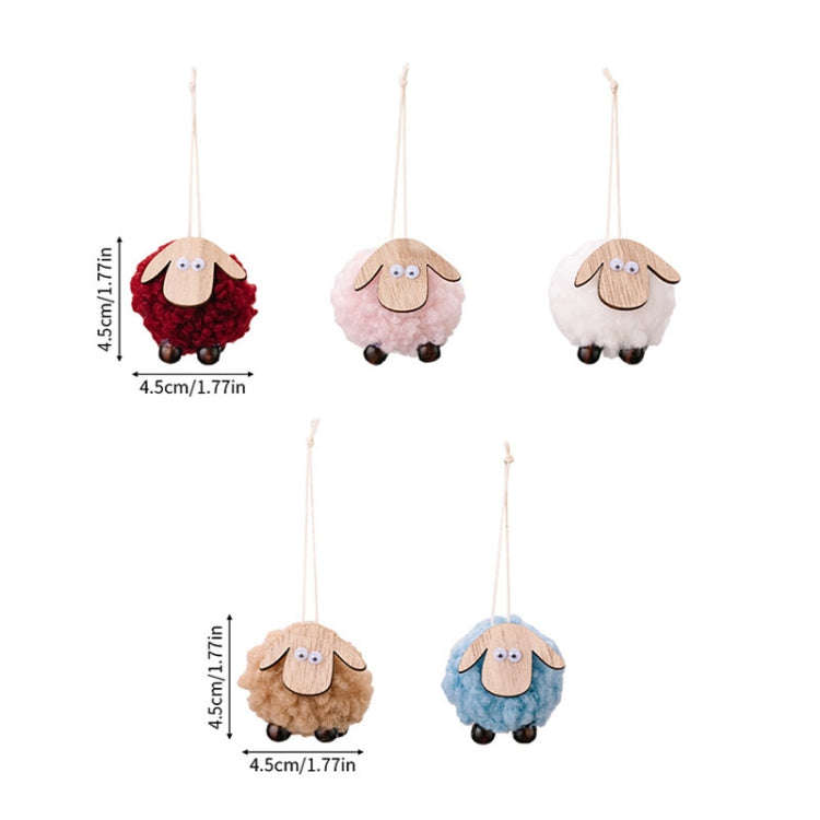 Christmas Tree Wooden Lambskin Lamb Pendant Holiday Decorations(Brown)