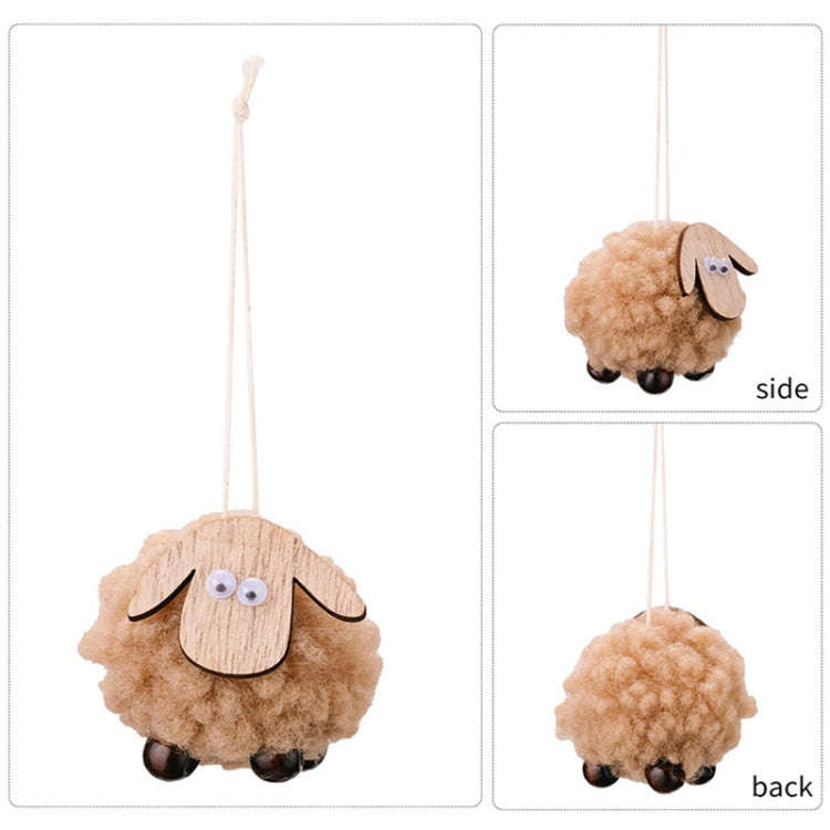 Christmas Tree Wooden Lambskin Lamb Pendant Holiday Decorations(White)