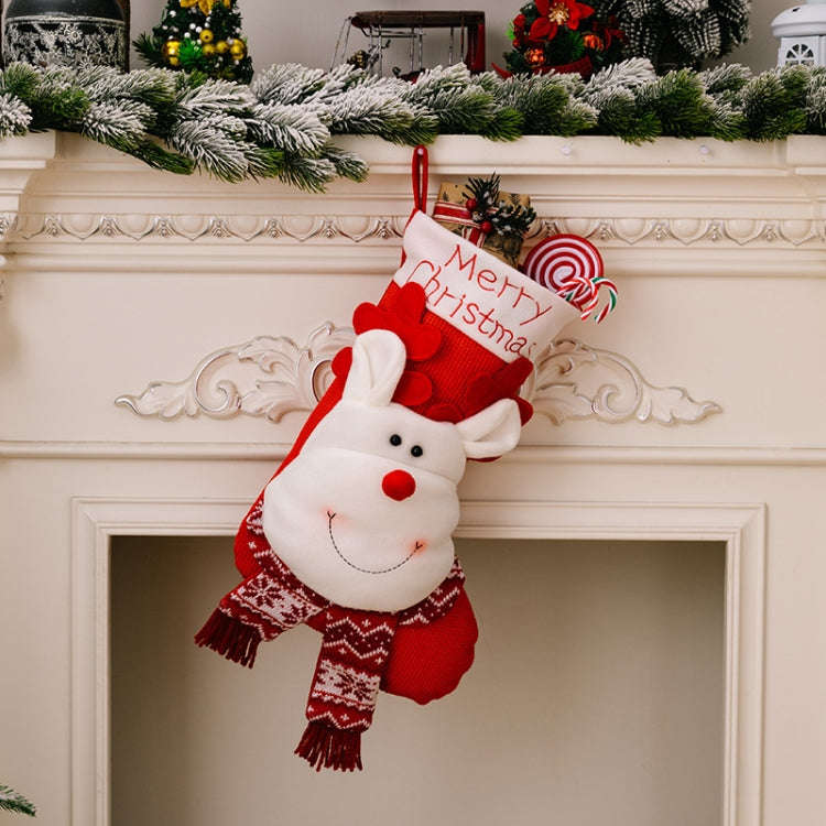 Christmas Decoration Cartoon Three-dimensional Knitted Socks Children Gift Bag(Elk)