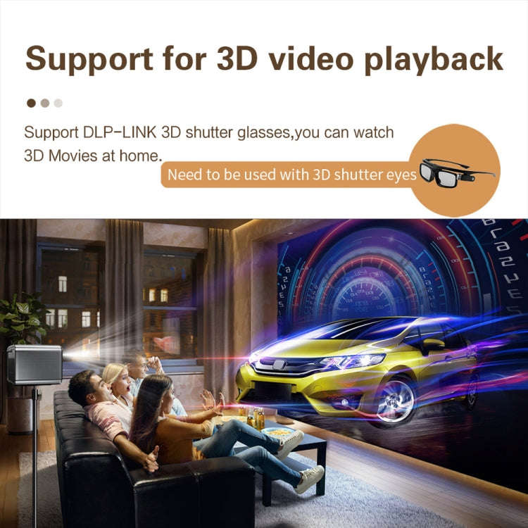 TOUMEI X5 Home Theater DLP Projector HD High Bright 1080P Projector EU Plug(Gray)