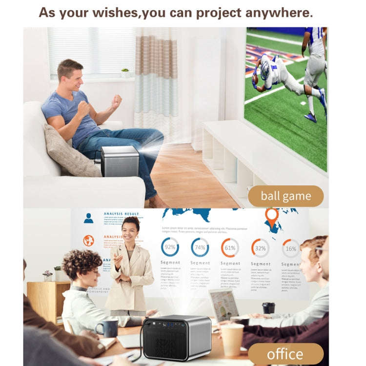 TOUMEI X5 Home Theater DLP Projector HD High Bright 1080P Projector EU Plug(Gray)