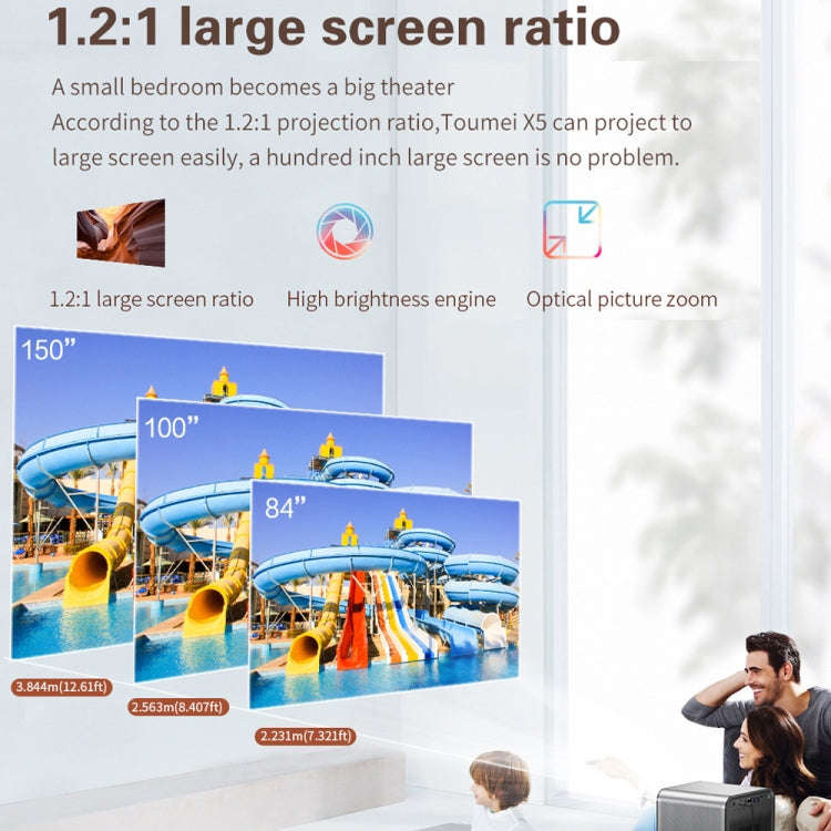 TOUMEI X5 Home Theater DLP Projector HD High Bright 1080P Projector EU Plug(Gray)