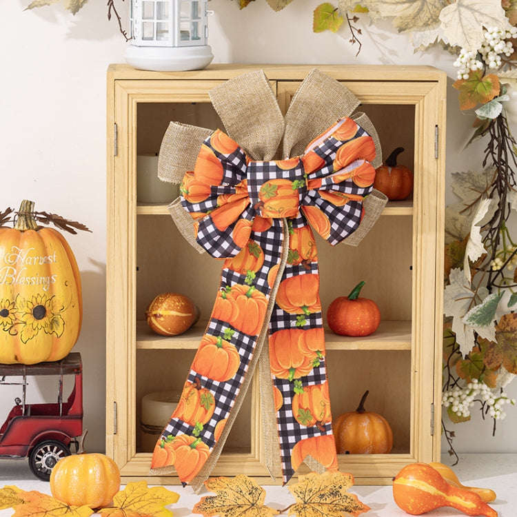 Thanksgiving Decorations Harvest Festival Home Wreath Bow Pendant(A Type)