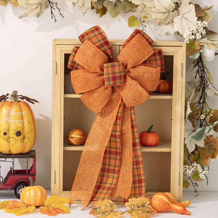 Thanksgiving Decorations Harvest Festival Home Wreath Bow Pendant(C Type)