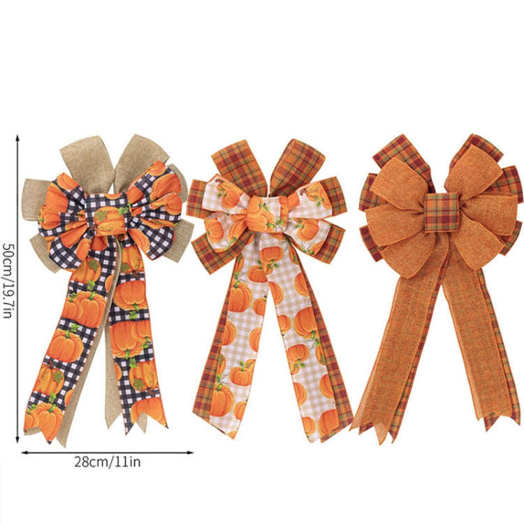 Thanksgiving Decorations Harvest Festival Home Wreath Bow Pendant(A Type)