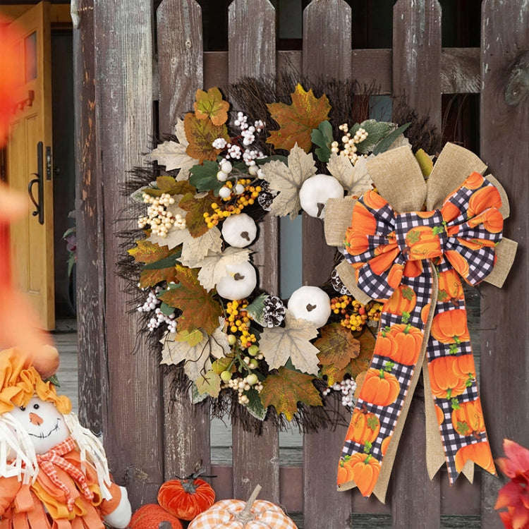 Thanksgiving Decorations Harvest Festival Home Wreath Bow Pendant(C Type)