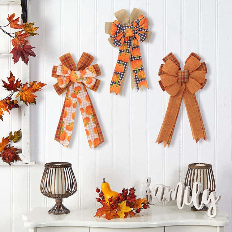Thanksgiving Decorations Harvest Festival Home Wreath Bow Pendant(A Type)