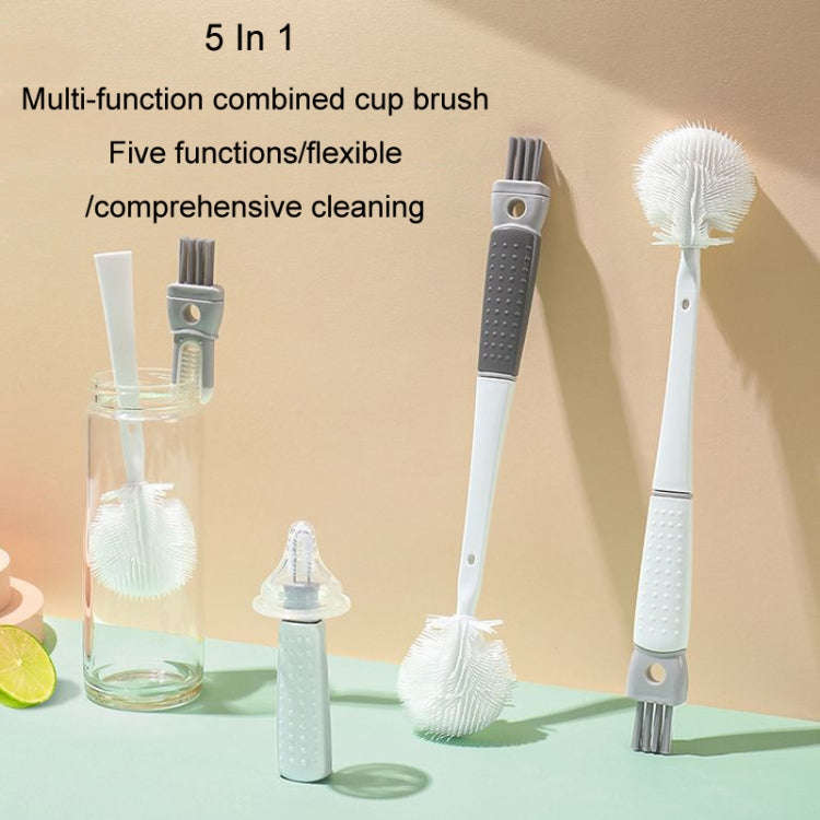 Multifunction Bottle Brush Long Handle Household Cup Washing Kettle Kitchen Cleaning Brush(Dark G...
