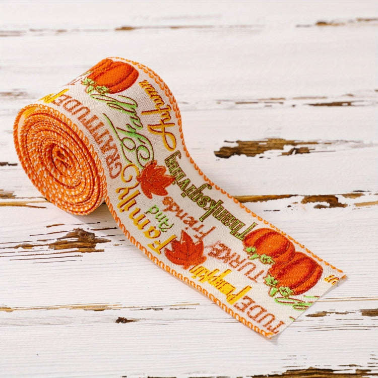 4.55m x 6.3cm Thanksgiving Ribbon Multi-purpose Harvest Season Gift Box Packaging Ribbon(B)