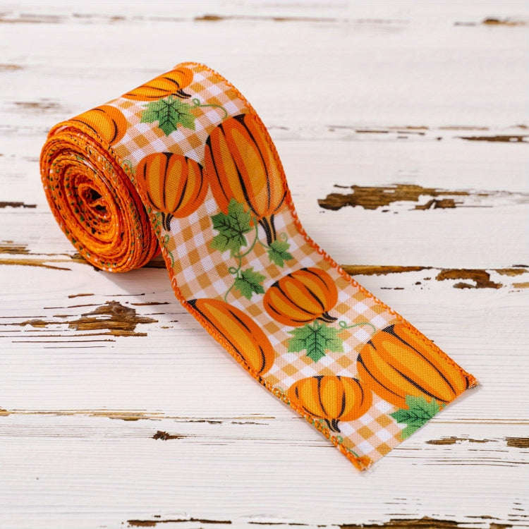 4.55m x 6.3cm Thanksgiving Ribbon Multi-purpose Harvest Season Gift Box Packaging Ribbon(C)
