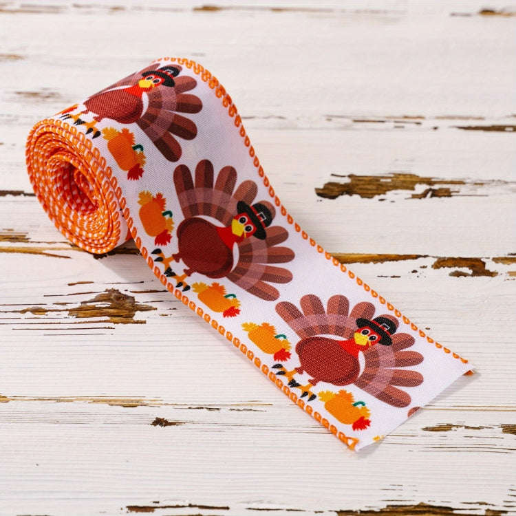 4.55m x 6.3cm Thanksgiving Ribbon Multi-purpose Harvest Season Gift Box Packaging Ribbon(E)
