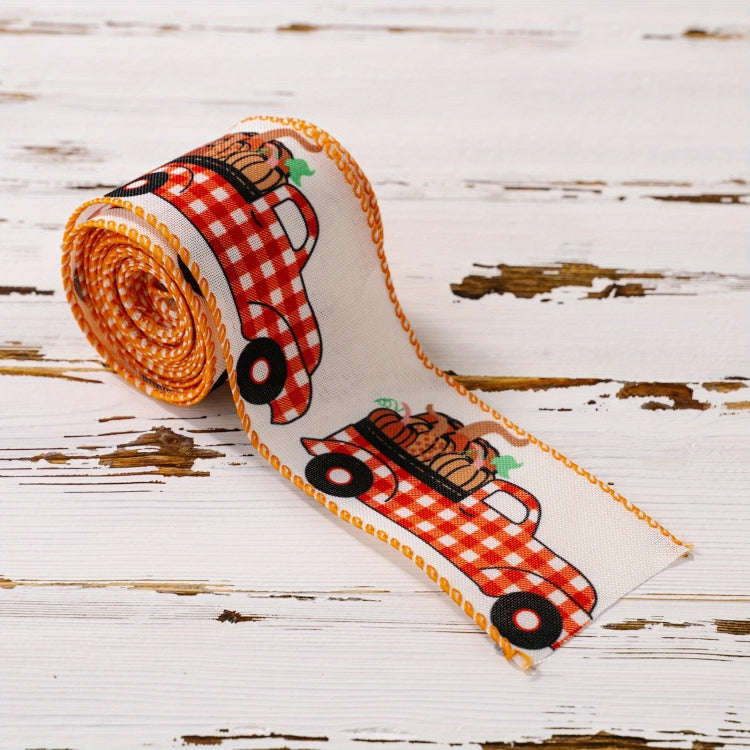 4.55m x 6.3cm Thanksgiving Ribbon Multi-purpose Harvest Season Gift Box Packaging Ribbon(F)