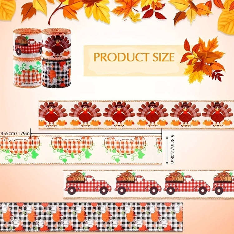 4.55m x 6.3cm Thanksgiving Ribbon Multi-purpose Harvest Season Gift Box Packaging Ribbon(C)