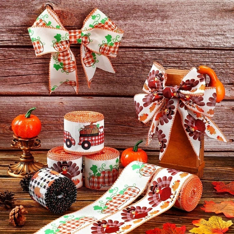 4.55m x 6.3cm Thanksgiving Ribbon Multi-purpose Harvest Season Gift Box Packaging Ribbon(C)