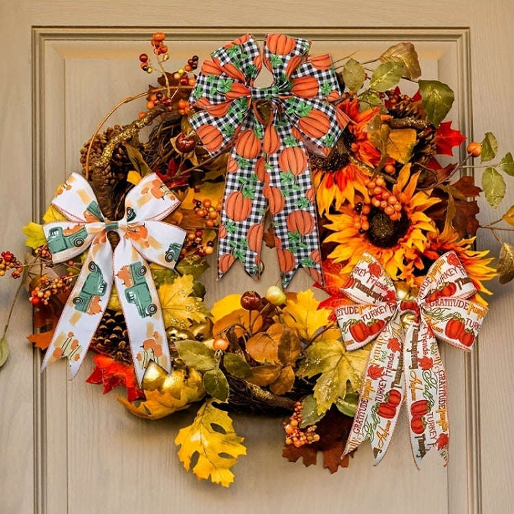 4.55m x 6.3cm Thanksgiving Ribbon Multi-purpose Harvest Season Gift Box Packaging Ribbon(C)