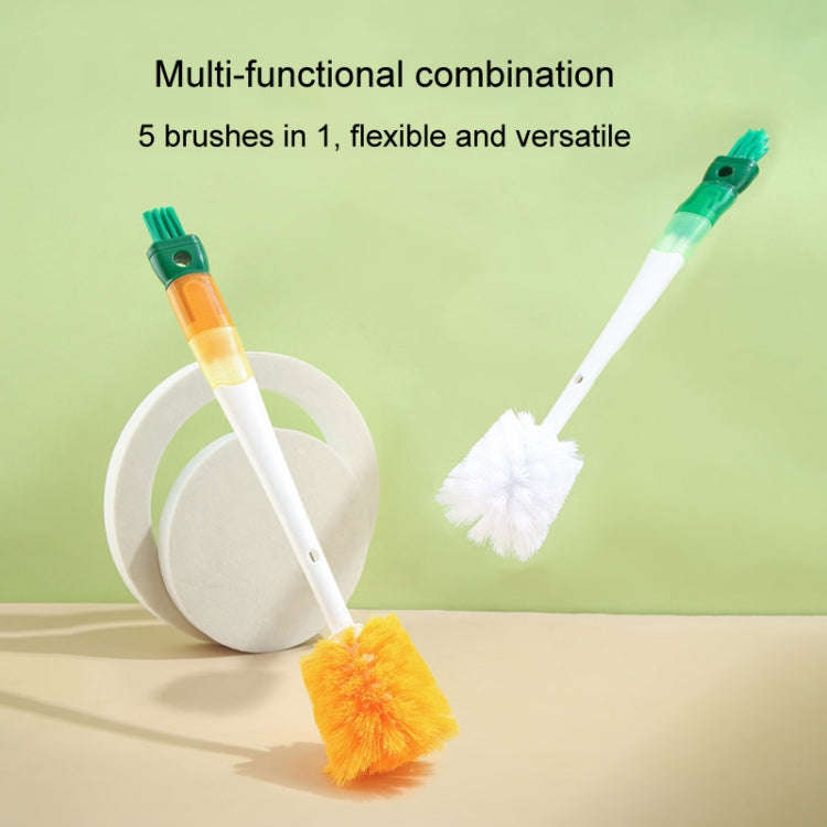 5 In 1 Multifunctional Cup Brush Long Carrot Washing Bottle Cup Lid Groove Cleaning Brush(Green)