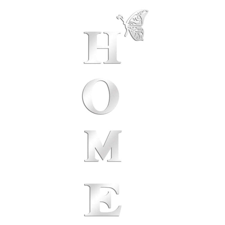 HOME Family Slogan 3D Acrylic Mirror Wall Sticker Foyer Doorway Decoration(Silver)