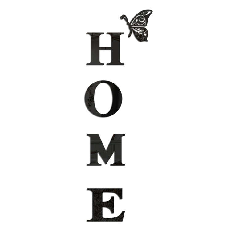 HOME Family Slogan 3D Acrylic Mirror Wall Sticker Foyer Doorway Decoration(Black)