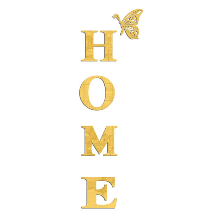 HOME Family Slogan 3D Acrylic Mirror Wall Sticker Foyer Doorway Decoration(Gold)