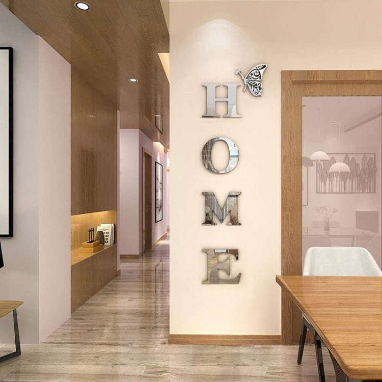 HOME Family Slogan 3D Acrylic Mirror Wall Sticker Foyer Doorway Decoration(Gold)
