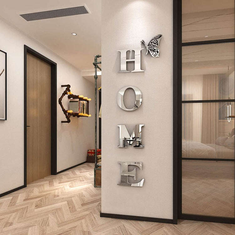 HOME Family Slogan 3D Acrylic Mirror Wall Sticker Foyer Doorway Decoration(Black)