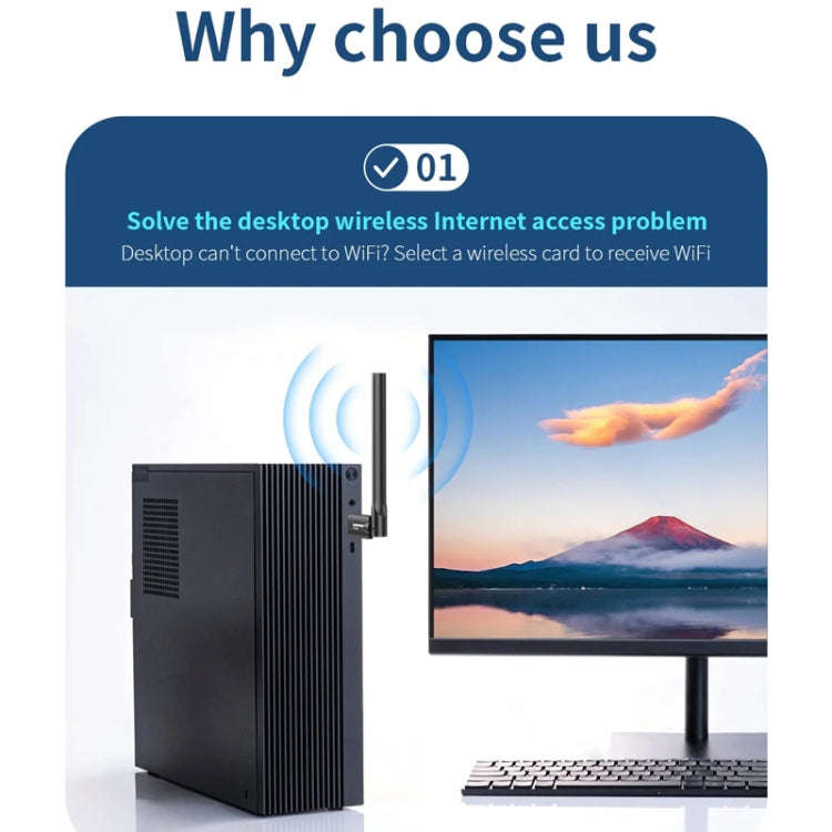 COMFAST CF-940F  300Mbps WiFi6 USB Adapter 2.4GHz WiFi Antena Wireless Network Card