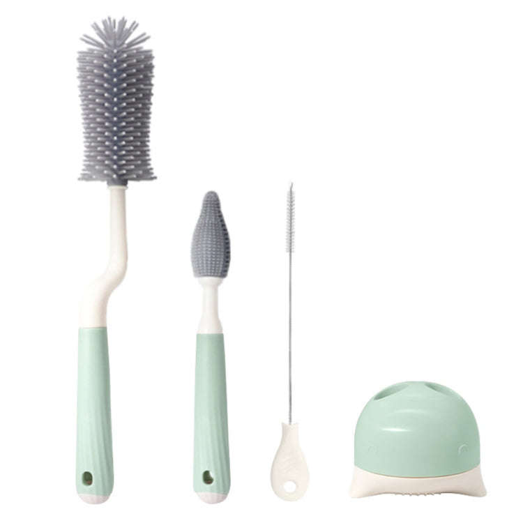 Silicone Rotating Multifunction Cleaning Cup Brush Set Bottle Nipple Straw Cleaner Brush(Bent Han...
