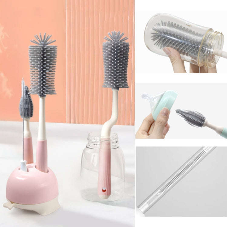 Silicone Rotating Multifunction Cleaning Cup Brush Set Bottle Nipple Straw Cleaner Brush(Straight...