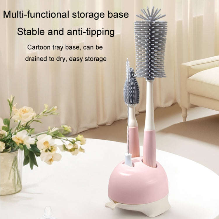 Silicone Rotating Multifunction Cleaning Cup Brush Set Bottle Nipple Straw Cleaner Brush(Straight...