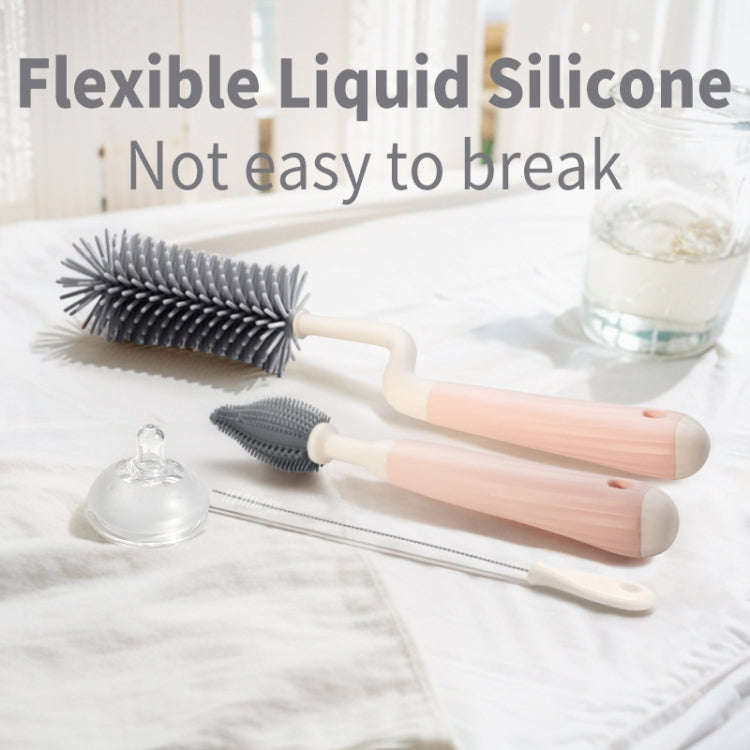 Silicone Rotating Multifunction Cleaning Cup Brush Set Bottle Nipple Straw Cleaner Brush(Straight...