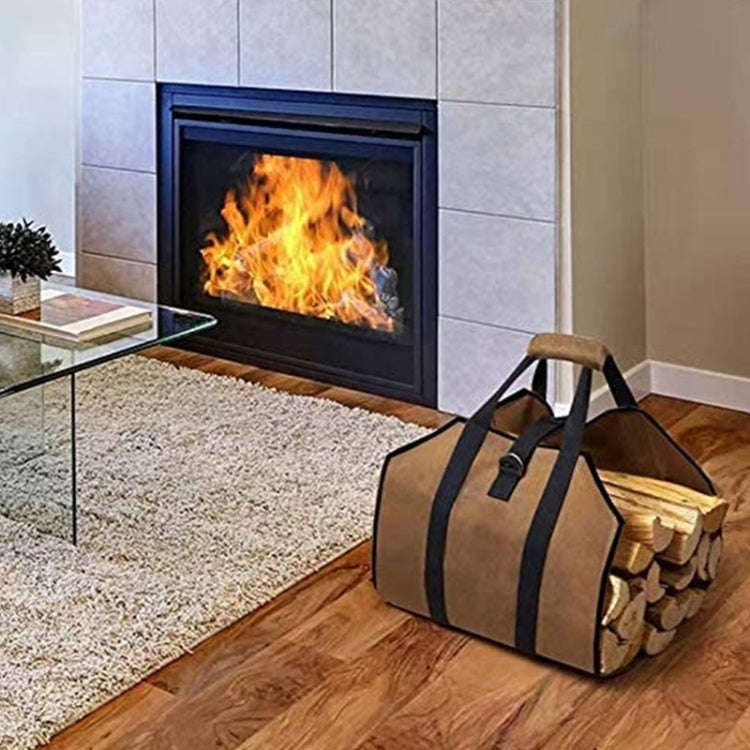 Outdoor Large Capacity Firewood Storage Bag Portable And Durable Logging Kit, Style: 600D PVC(Black)