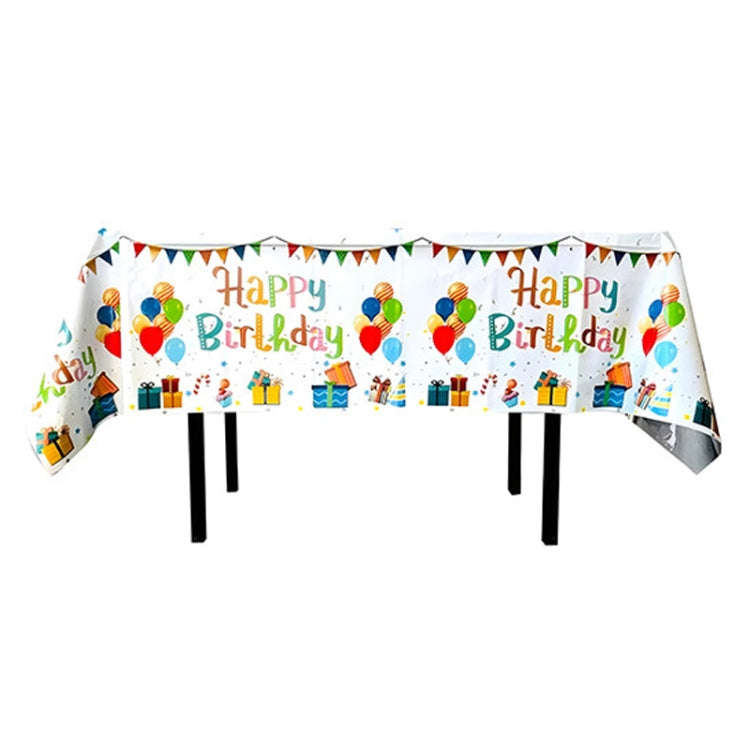 137x183cm Happy Birthday PET Aluminum Film Tablecloths Disposable Waterproof Party Decorative Tab...